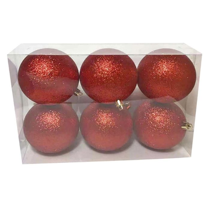 Μπάλες Glitter Κόκκινες 6τεμ Φ10cm