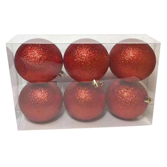 Μπάλες Glitter Κόκκινες 6τεμ Φ10cm